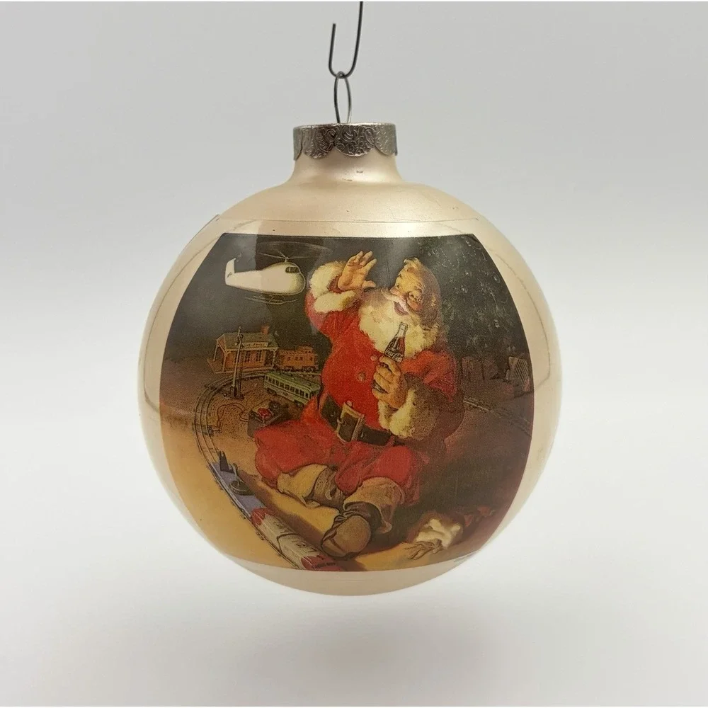 Hallmark Coca-Cola Santa Glass Ornament 1986 Vintage Christmas Tree QXO279-6